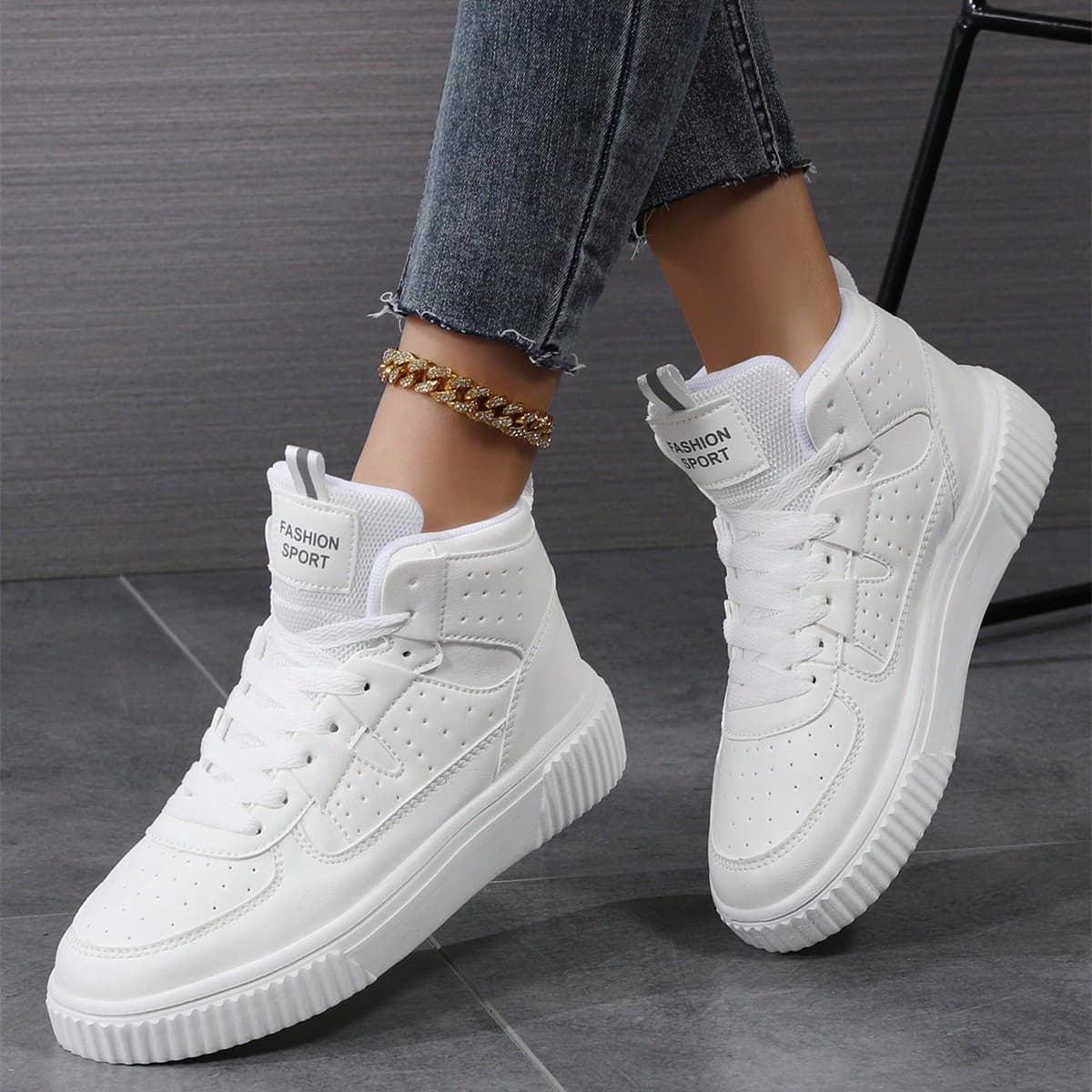 Chaussures de sport dÃ©contractÃ©es pour femmes, baskets confortables plates Ã lacets et semelle souple pour femmes, chaussures hautes lÃ©gÃ¨res Ã
