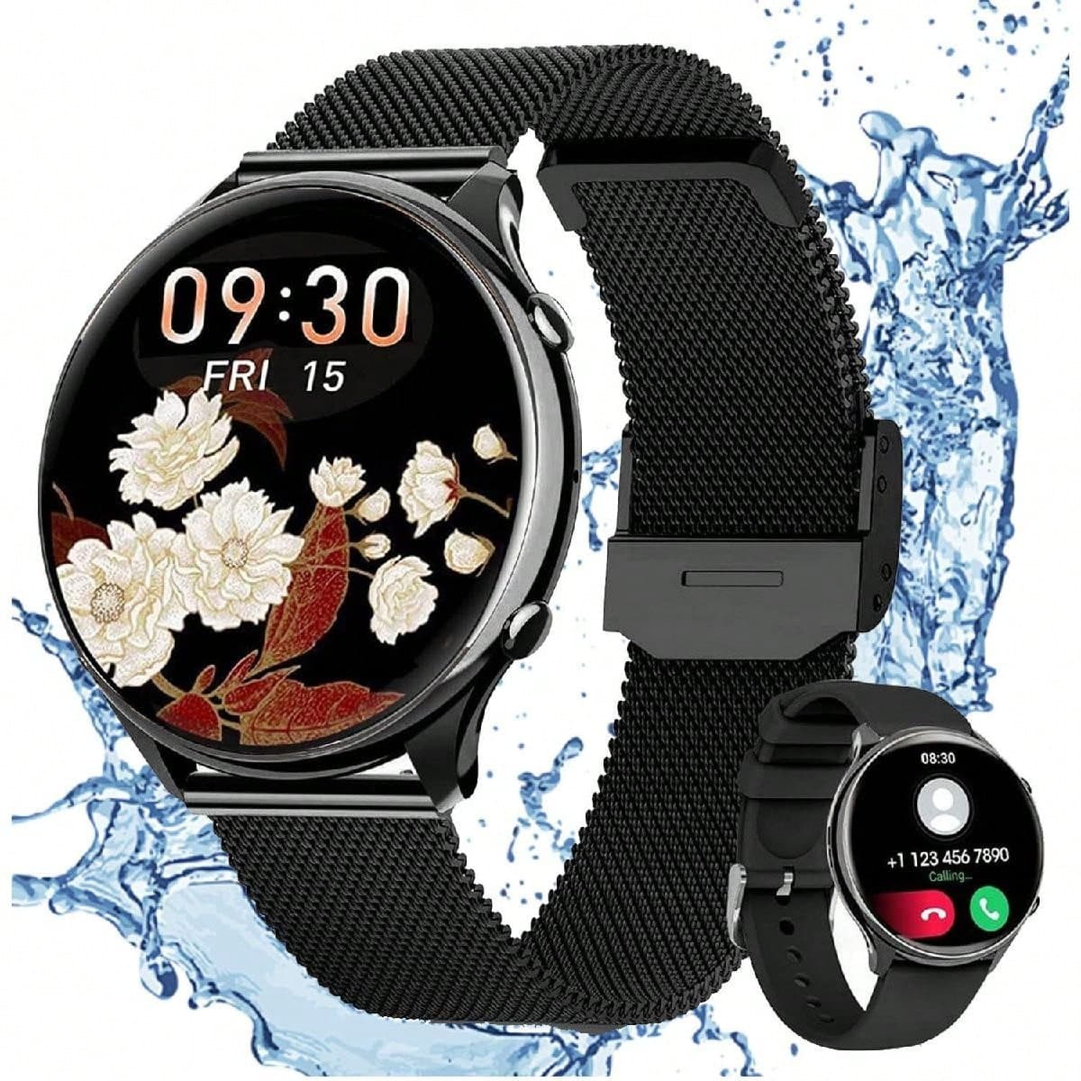 Montre de suivi d'activité pour femmes et hommes avec fonction téléphone, montre intelligente, surveillance du sommeil, cycle menstruel,