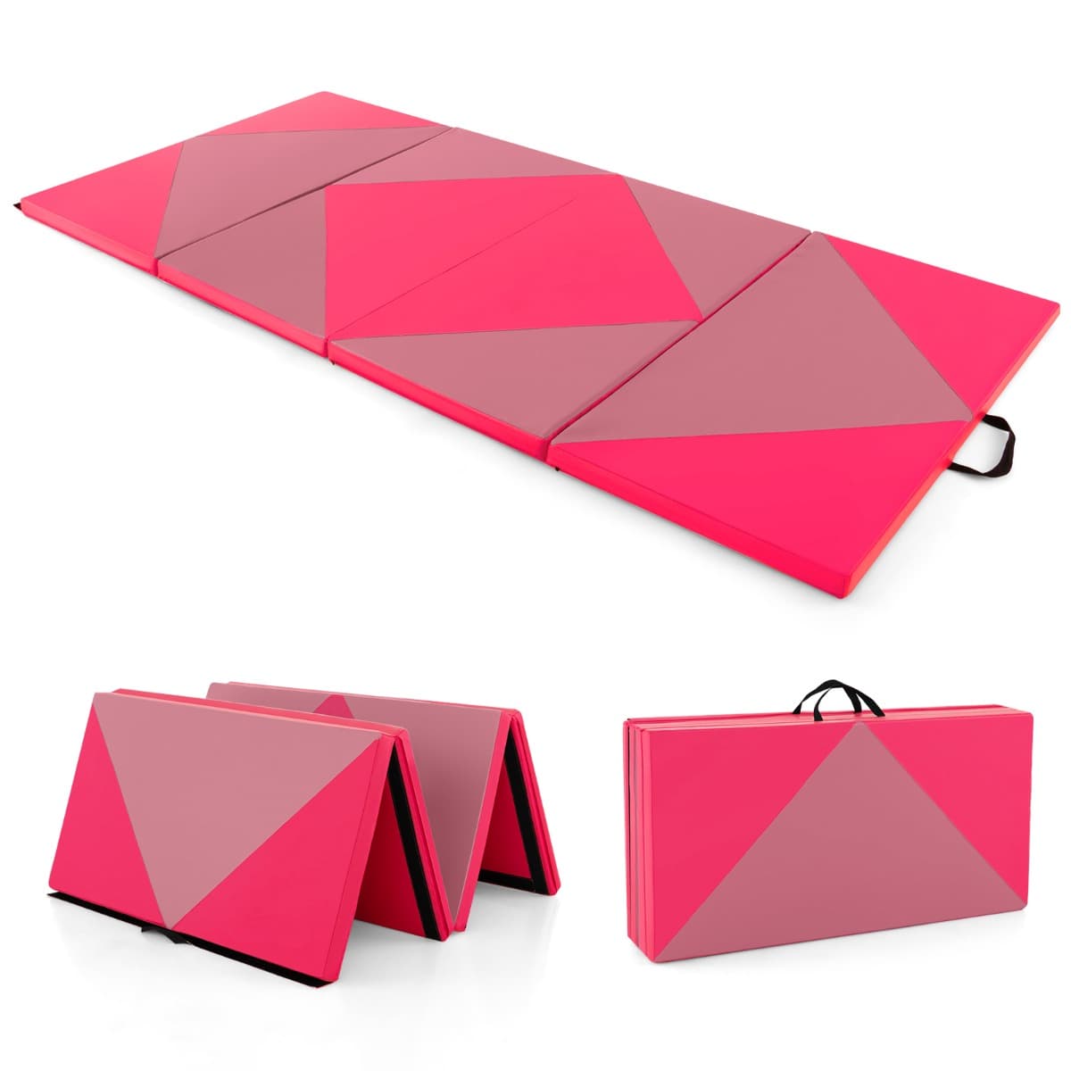 CostwayTapis de Gymnastique Pliable de 240 Cm en Cuir Pu Attaches Auto-agrippantes pour Étirements Yoga Arts Martiaux Aérobic pour Sport à Domicile