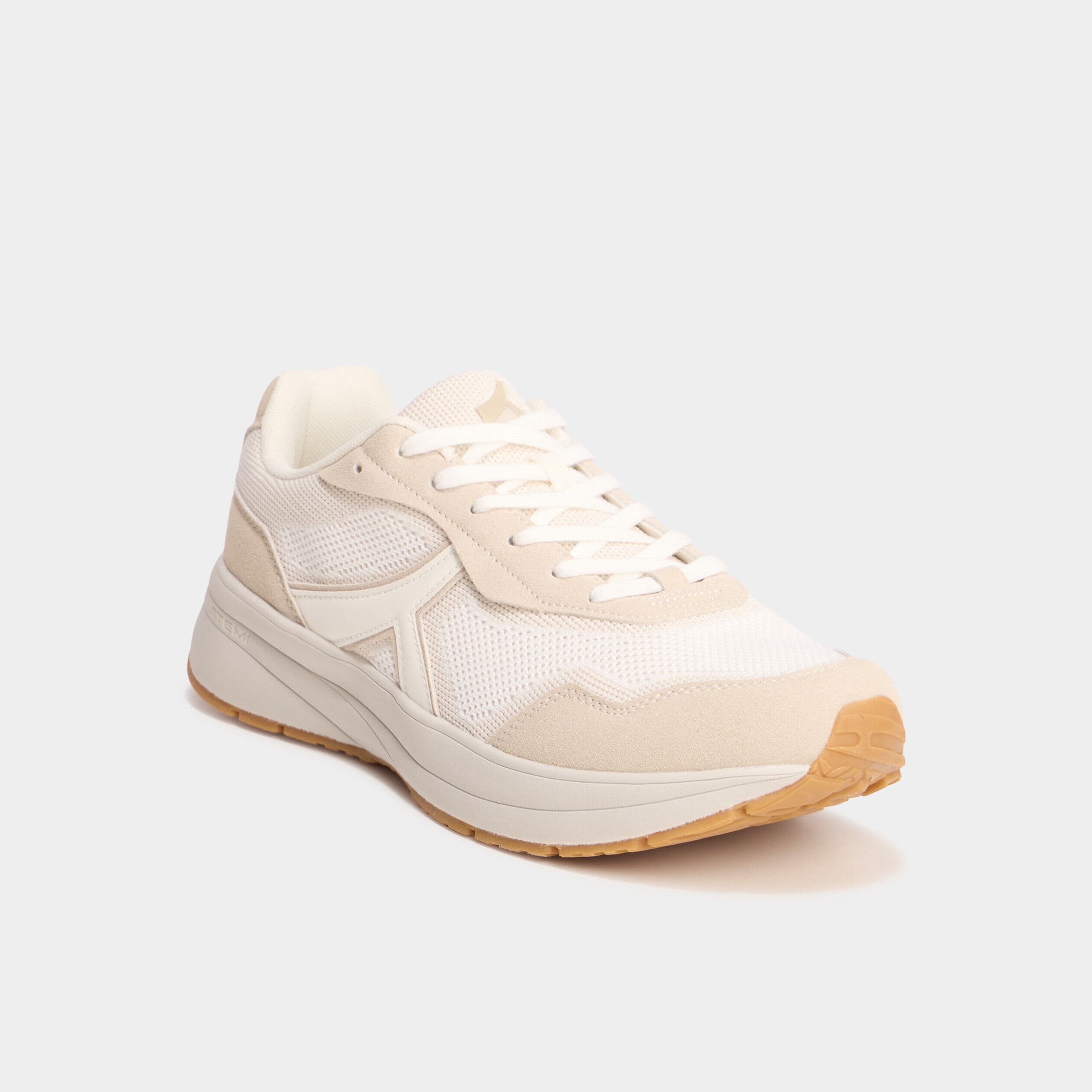Baskets running de sport à lacets sable homme